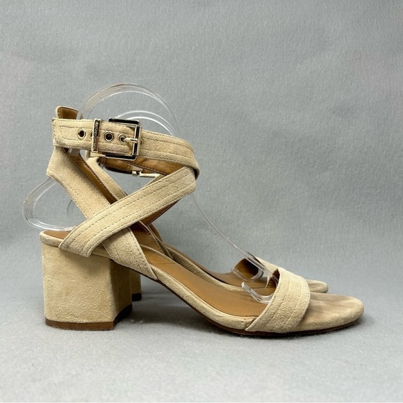 Arturo Chiang Cream Suede Strapping Open Toe Heels, Women’s Size 8M - Picture 3 of 12